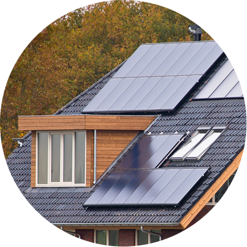 Solar panels on the roof of a house.