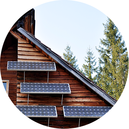 Solar panels on the roof of a house.
