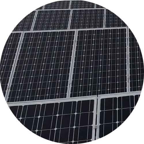 a circular picture of a solar panel.