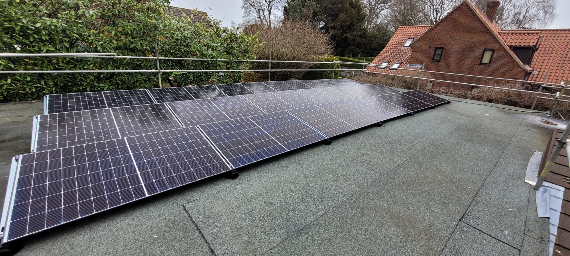 Solar panels on the roof of a house.